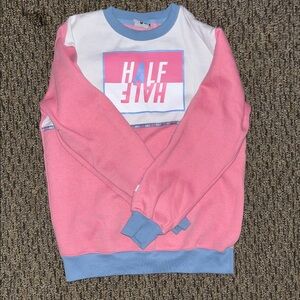 Pink and Blue Half Graphic Sweatshirt
